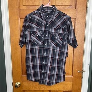 Black and Red Casual Button Down Shirt